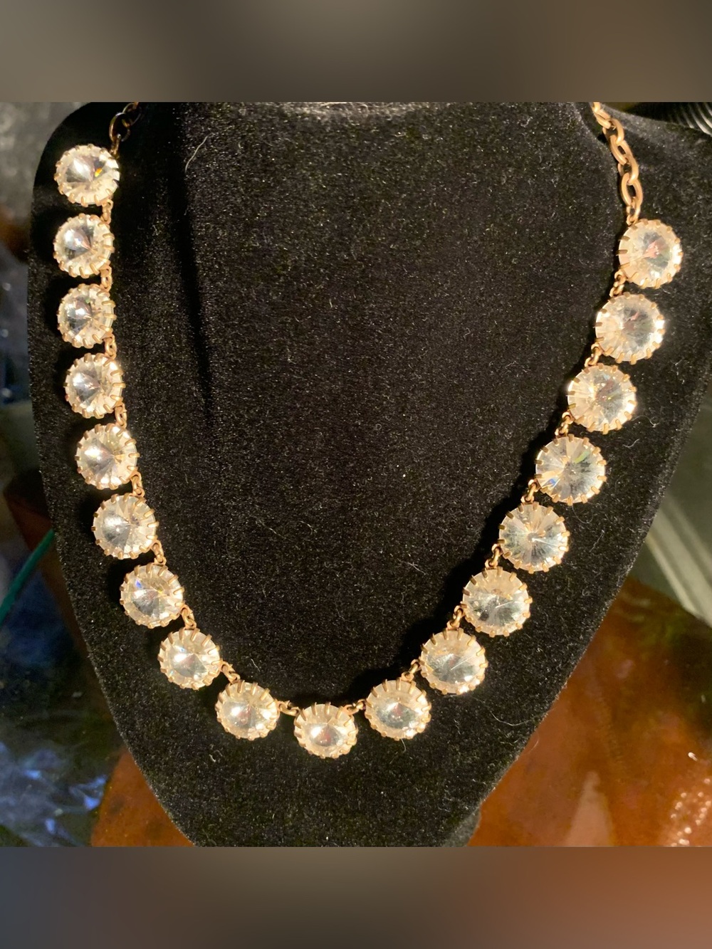 J crew Gold-Tone Clear Crystal Statement Necklace - Excellent Condition